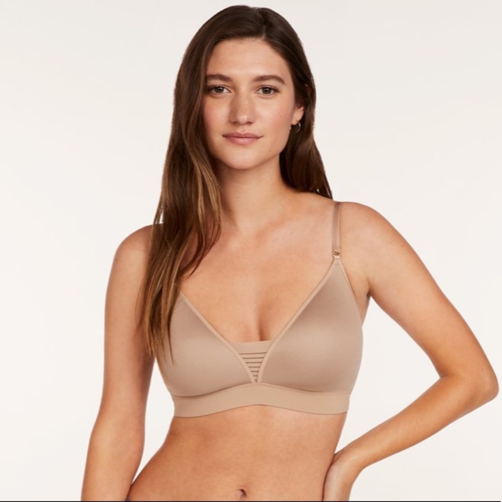 ThirdLove Seamless Stripe Wireless Bra Taupe